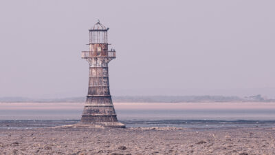 Whiteford Point Lighthouse in Pink